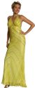 Crossed Bare Back Multi Beaded Formal Gown in Yellow Gold